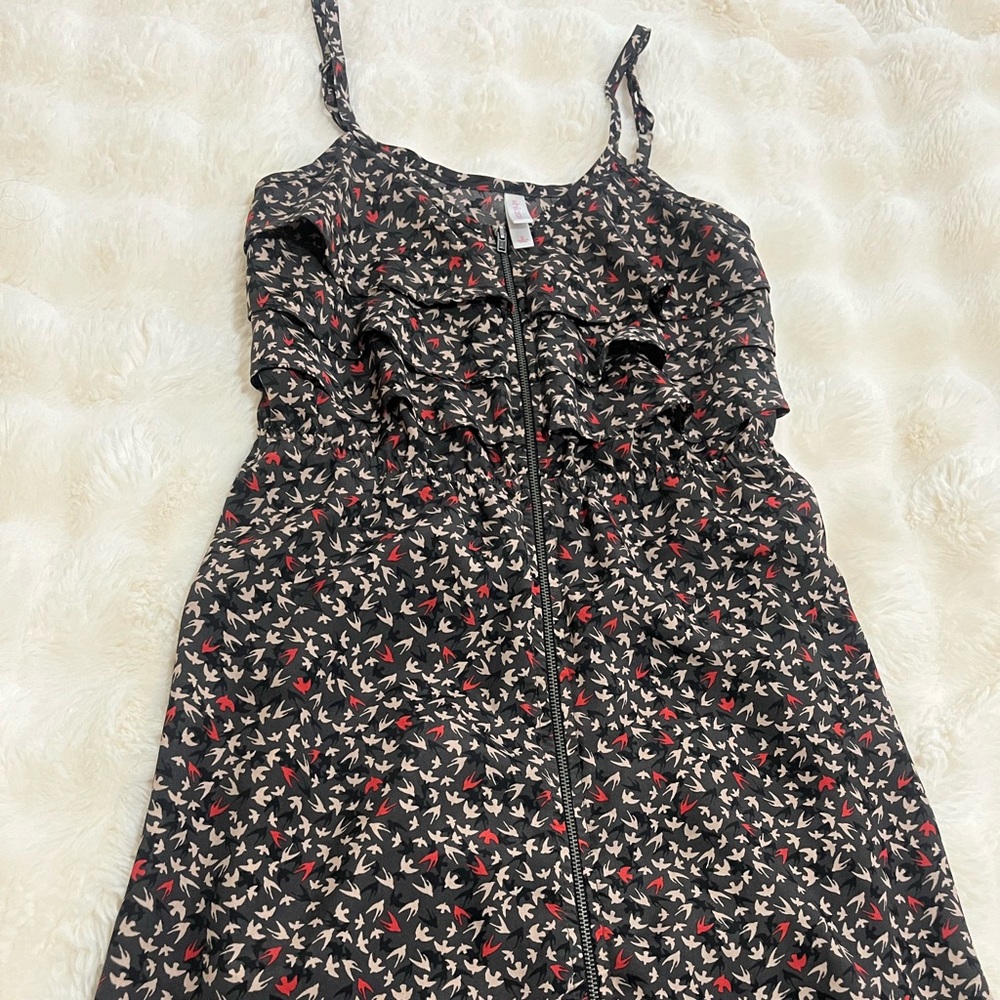 Black Dress with Bird Print
